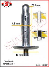 Art.No: 630 0047 Trebol perçin 4.8 * 20.5 mm C14